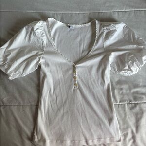 Old Navy White Puff Sleeve Blouse